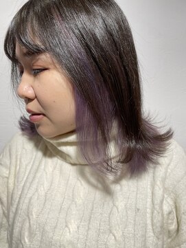 トレフ(Trefle) ボブ/インナーカラー/ダークブラウン×ラベンダー