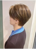 ハンサムショート/刈り上げ/アッシュベージュ/白髪ぼかし