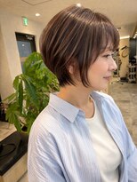 ルプル バイ フェイス 磯子(L'pul by face) 丸み小くびれショートボブ×ナチュラルハイライト style by 田爪