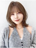 Say.顔周りカット外ハネボブ前髪ボブレイヤーウォームベージュ