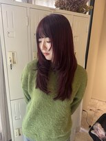 ロア(LORE)&nbsp;ハッシュカット×ブリーチなしワインレッド