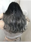 ディープブルーカラー×バレイヤージュ