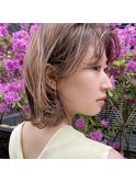 透け感ハイトーンベージュ*ミディアムレイヤー