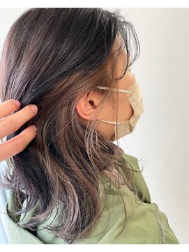 ピエドプールポッシュ(PiED DE POULE POCHE) インナーカラー×ラベンダーベージュ