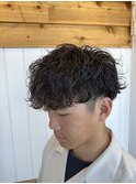 名古屋天白日進赤池波巻きパーマ2ブロック刈り上げマッシュ