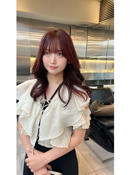 ノク 渋谷(nok) モテ暖色ミディアム_前髪マチルダボブピンクベージュ