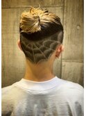 1495ブラックヘアバリカンアートフェードブレイズマンバン