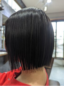 ロム 切りっぱなしボブ/アッシュブラック/レイヤーロング/30代40代
