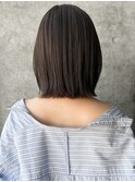 3ぱっつん前髪流し前髪鎖骨ミディアムボブ耳かけボブパーマ小顔