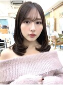 20代30代40代◎前髪パーマ韓国風巻きくすみベージュお団子ヘア