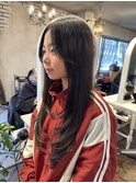 ロングレイヤースタイル/黒髪ロング/韓国ロング/顔周りレイヤー