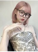 大人可愛い丸みボブピンクラベンダーベージュベビーピンク