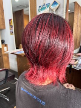 ヘアーアンドメイク アネラガーデン(HAIR&MAKE Anela garden) レッド　マッシュウルフ