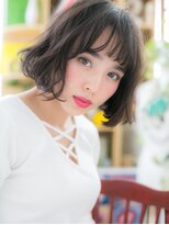 カバーヘア ブリス 志木南口駅前店(COVER HAIR bliss)&nbsp;くせ毛風フェザーバング黒髪ニュアンスボブc720代30代40代