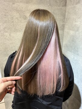 TONE（トーン）by Chara 池袋 髪質改善 ダブルカラー 【4月上旬OPEN（予定）】 ケアブリーチの/インナーハイトーンピンク【池袋東通り】