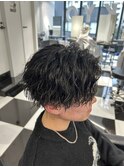 メンズパーマツイスパ波巻きスパイラルマッシュセンターパート