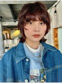 【阿形】マッシュウルフショート×ブリーチなしワインレッド