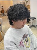 波巻きツイストスパイラルパーマメンズマッシュ