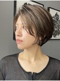 前下がりショート・ボブ/パーマ/前髪なし/30代/40代/50代/長め