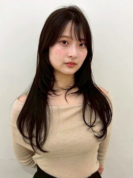 アイウィル(Ai WilL) ブリーチなしカラー ロングレイヤー グレージュ 艶カラー