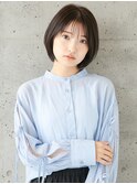黒髪ショートボブ/大人髪/ワンカール/顔まわりレイヤー