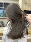 ブリーチなしオリーブグレージュベージュミディアムレイヤー春