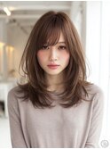 レイヤーカット/顔周りカット/触覚/グレージュ/韓国巻き