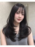 黒髪ロングレイヤー｜顔まわりレイヤー×艶髪