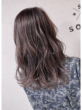 ヘアーアンドスパソシット(HAIR&SPA SOCIT) ミディアムレイヤー×ラベンダーベージュバレイヤージュ