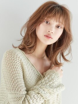 フォンズ(FONS) ふんわりレイヤーカット/柔らかウェーブのくびれミディアムヘア