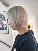 ホワイトグレージュ/ミニウルフ/デジタルパーマチェリーブラウン
