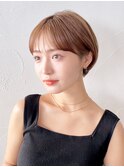 ショート顔周りレイヤーグレージュくびれヘア_ba427211