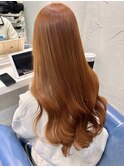 【SENA】オレンジブラウン ブリーチなしダブルカラー 暖色