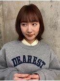 ボブ 顔まわりレイヤー ボブカット ボブレイヤー 暖色カラー