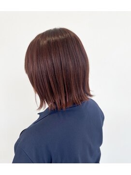 プルイ(PLUSE) 切りっぱなしボブ×艶感ピンクブラウン