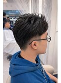 春カラー×リバースセンターパート×ニュアンスパーマ爽快