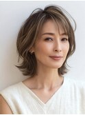 白髪ぼかし脱白髪染め似合わせショートボブ40代50代60代