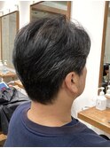メンズカット/毛流れヘア/センターパート/30代40代