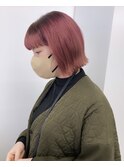 ピンクベージュグラデーションボブ