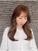 韓国ヘアシアベージュ韓国レイヤー顔周りカットグレージュロング