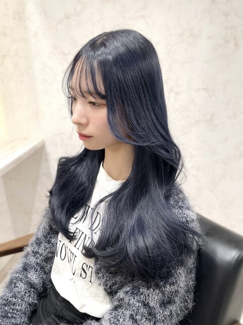 Navy blue/ネイビーブルー/ブルーカラー/韓国ヘア/髪質改善