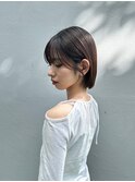 黒髪/ボブウルフ/ネビージュ/小顔/ワンレン/スペインカール