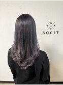 ラベンダーグレージュ×ロングレイヤー
