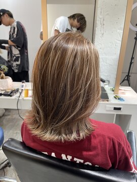 ブレンド 渋谷(BLend) ホワイトグレージュミニウルフデジタルパーマチェリーブラウン