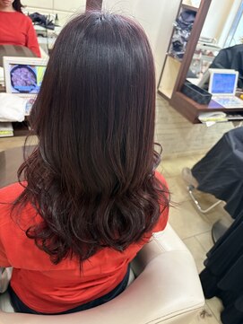 ブリーチなし＋透明感ワインレッド