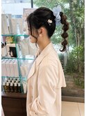 party style 編み下ろしポニーテール