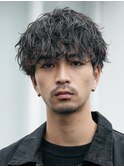 原宿メンズパーマルーズパーマシャドウパーマッシュウルフゆるめ