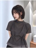 髪質改善地毛風縮毛矯正くびれレイヤー切りっぱなしボブ