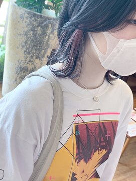 if ブルーブラック×ペールピンク×イヤリングカラー