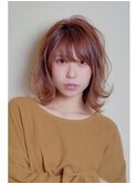 ピンクラベンダーピンクグラデーション赤髪クラシカルボブ